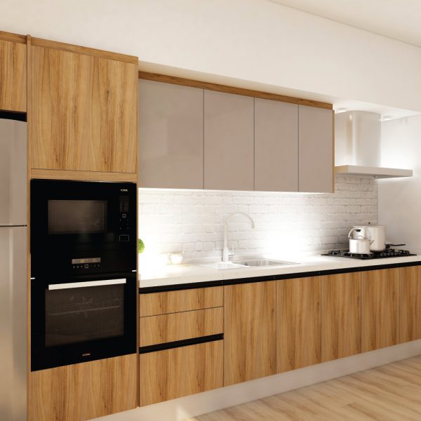 mẫu tủ bếp gỗ sồi chữ i