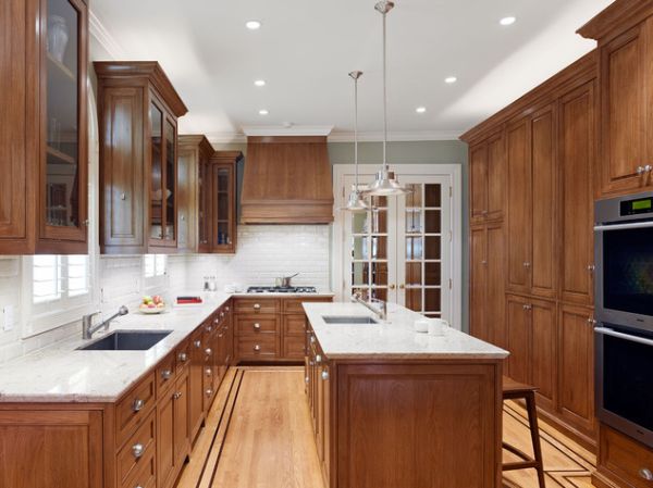 mẫu tủ bếp gỗ sồi chữ L