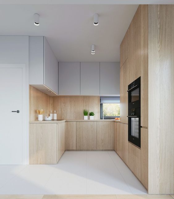 tủ bếp gỗ sồi nga hiện đại