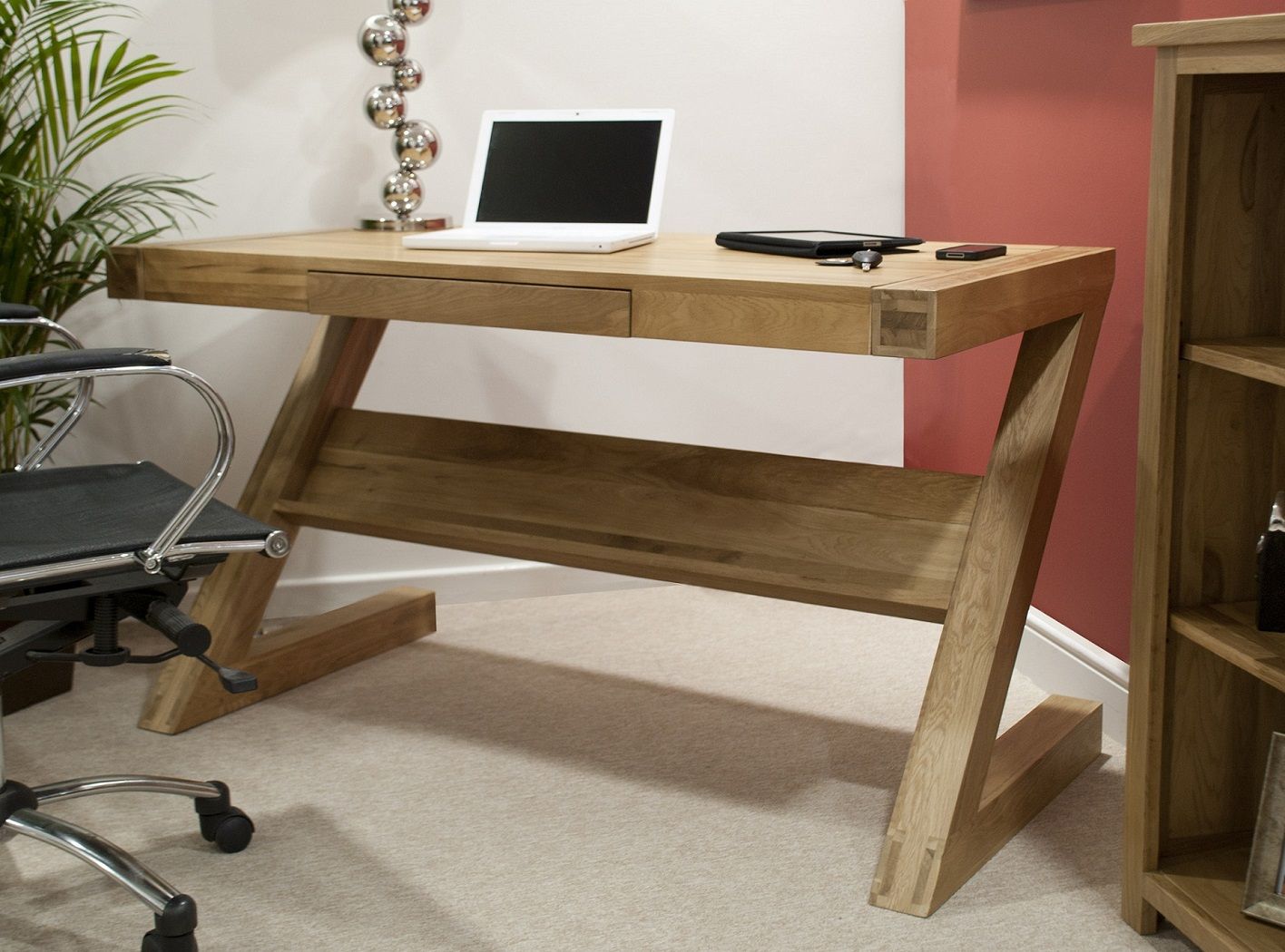 Bàn Làm Việc Gỗ Sồi (Oak) Hình Chữ Z