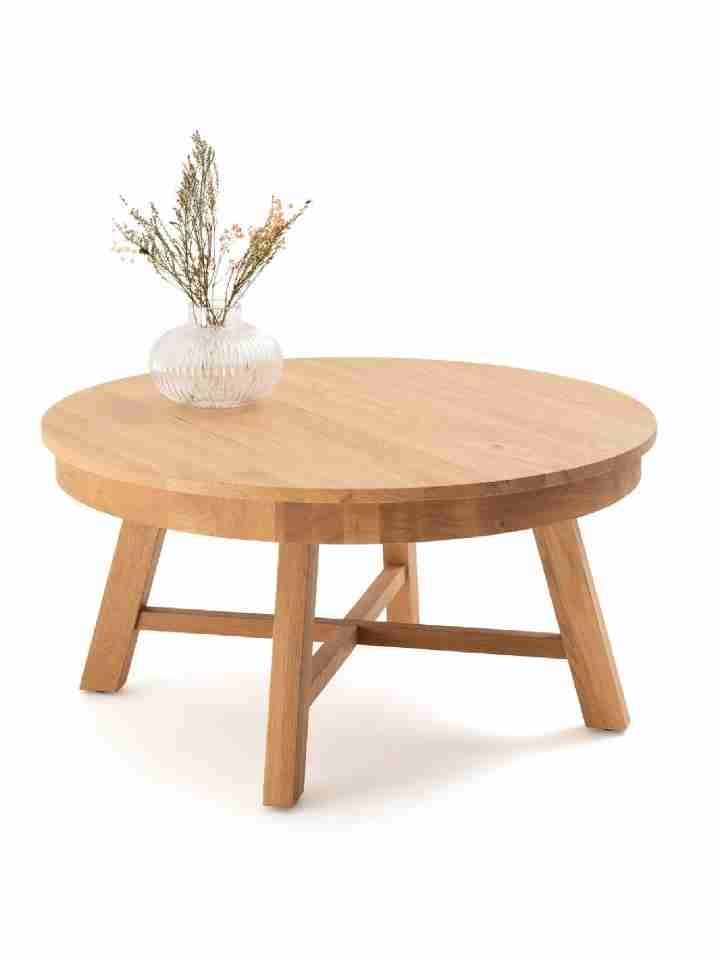 Bàn Trà Tròn Gỗ Sồi Đường Kính 90 Cao 42 (cm)