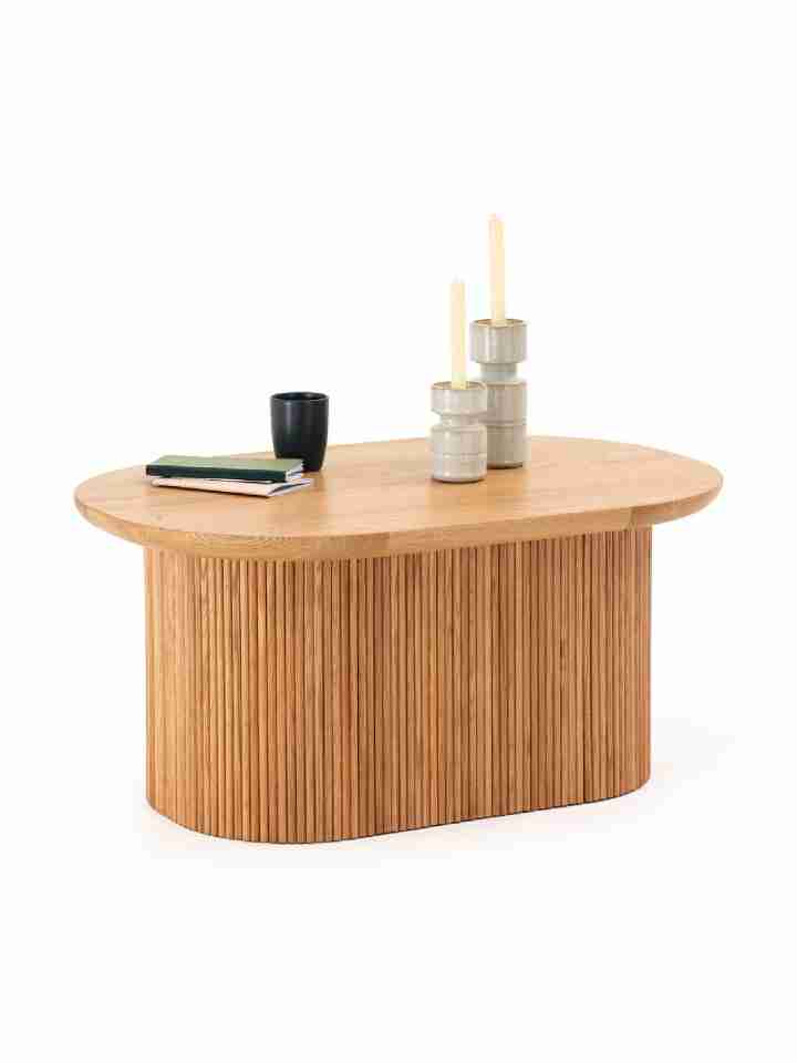 Bàn Trà Hình Oval Gỗ Sồi Dài 90 Rộng 60 Cao 42 (cm)