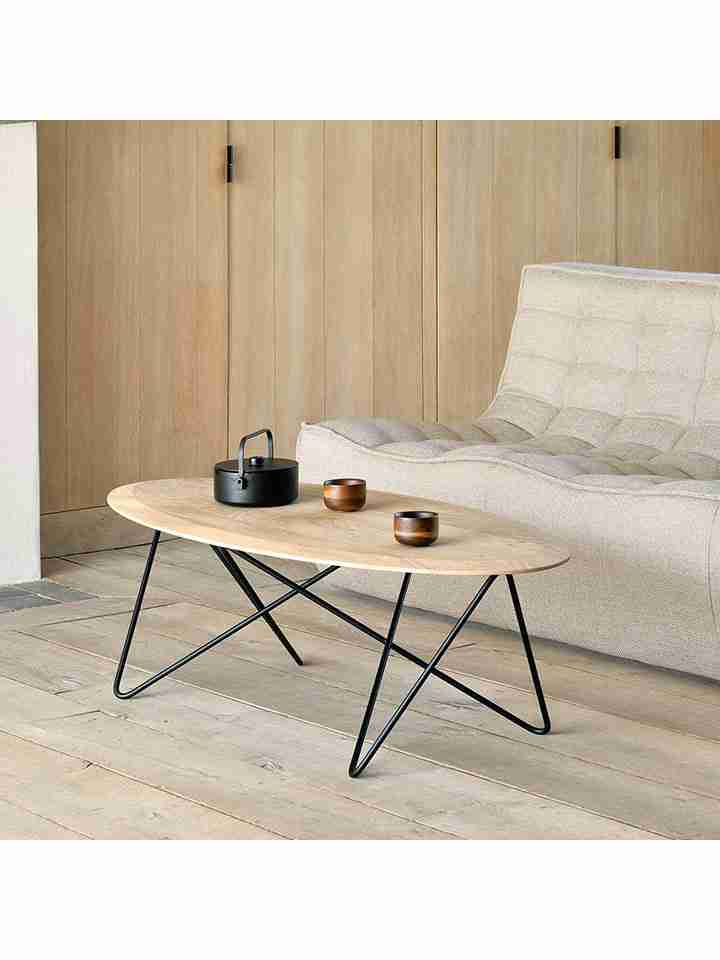 Bàn Trà Hình Oval Gỗ Sồi (Oak) Dài 130 Rộng 60 Cao 40 (cm)