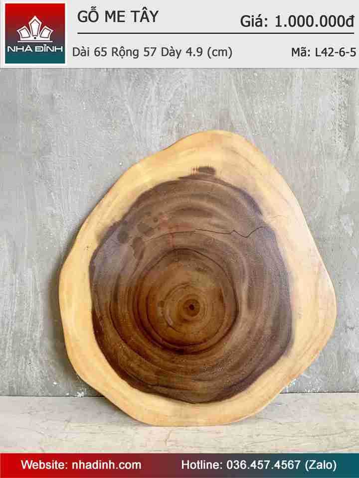 Mặt Bàn Trà Gỗ Me Tây Dài 64 Rộng 57 Dày 4,9 (cm)