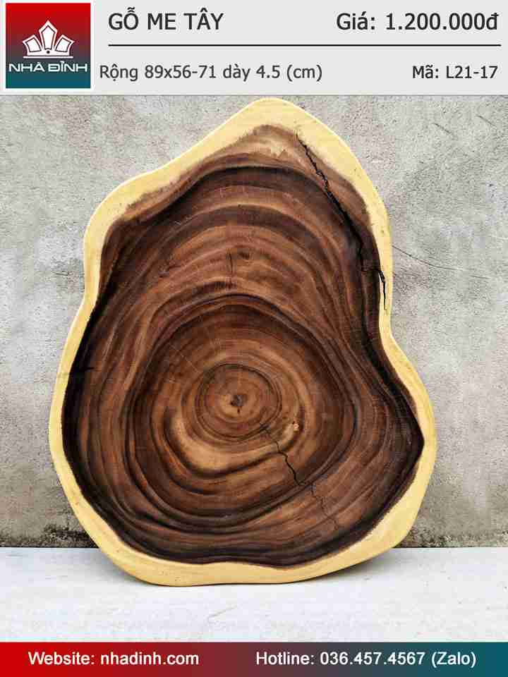 Mặt Bàn Sofa , Bàn Trà Gỗ Me Tây Nguyên Khối Rộng 89x56-71 Dày 4.5 (cm)
