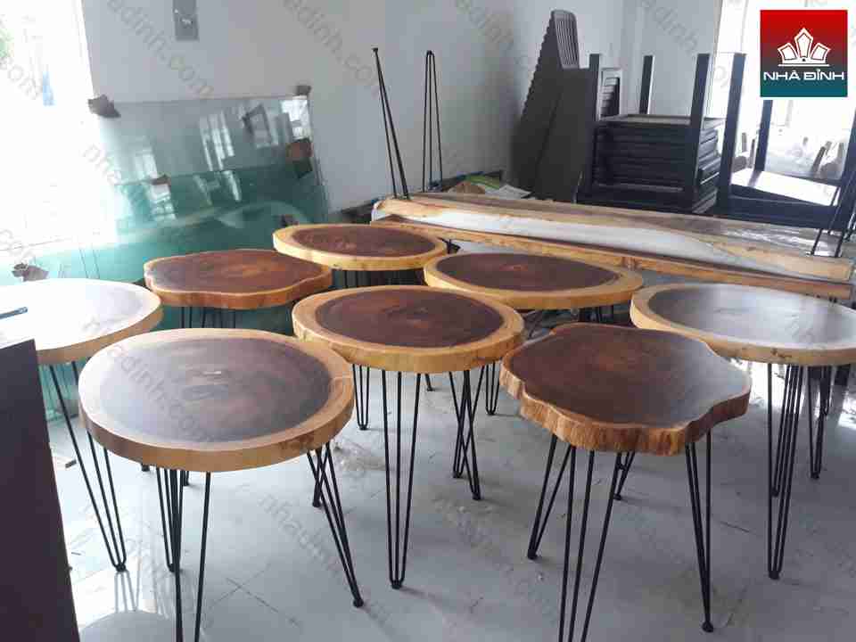 Bàn Cafe gỗ Me Tây nguyên tấm